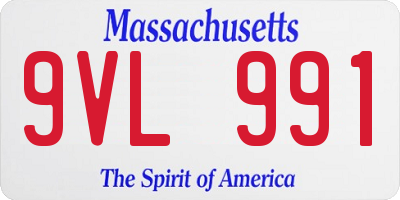 MA license plate 9VL991