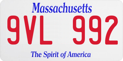 MA license plate 9VL992