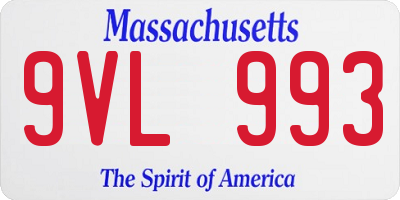 MA license plate 9VL993