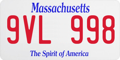 MA license plate 9VL998