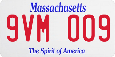MA license plate 9VM009