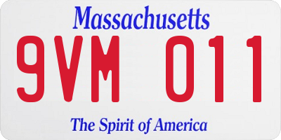 MA license plate 9VM011