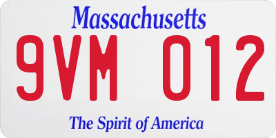 MA license plate 9VM012