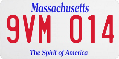 MA license plate 9VM014
