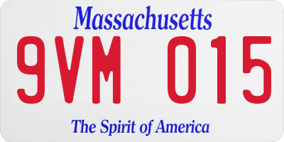 MA license plate 9VM015