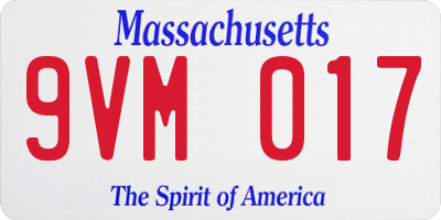 MA license plate 9VM017