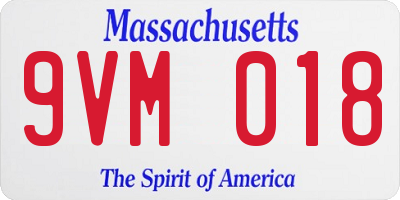 MA license plate 9VM018