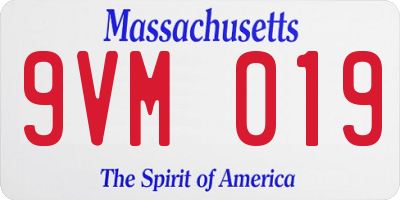 MA license plate 9VM019