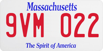 MA license plate 9VM022