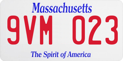 MA license plate 9VM023