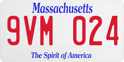 MA license plate 9VM024