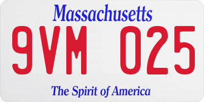 MA license plate 9VM025