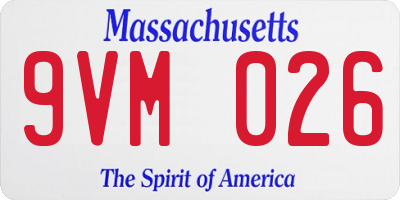 MA license plate 9VM026