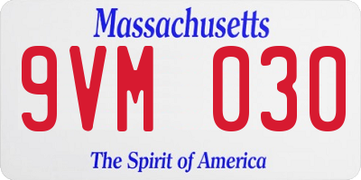 MA license plate 9VM030