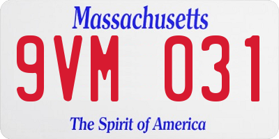 MA license plate 9VM031
