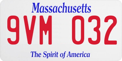 MA license plate 9VM032