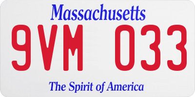MA license plate 9VM033