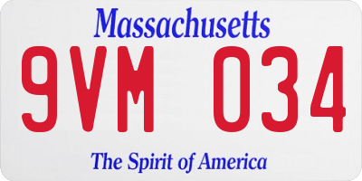 MA license plate 9VM034