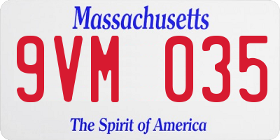 MA license plate 9VM035