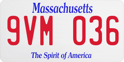 MA license plate 9VM036