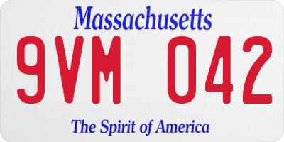 MA license plate 9VM042