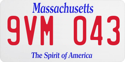 MA license plate 9VM043