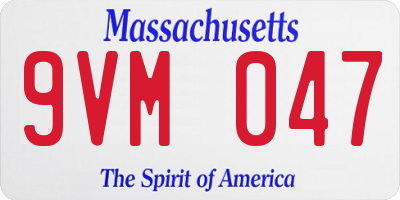 MA license plate 9VM047