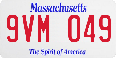 MA license plate 9VM049