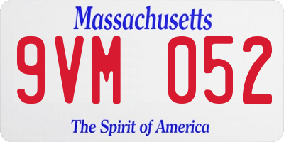 MA license plate 9VM052