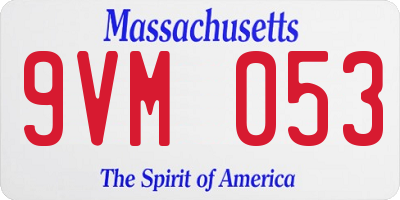 MA license plate 9VM053