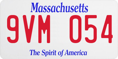 MA license plate 9VM054