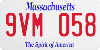MA license plate 9VM058