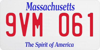 MA license plate 9VM061