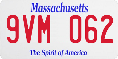 MA license plate 9VM062