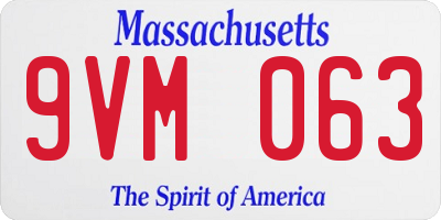 MA license plate 9VM063