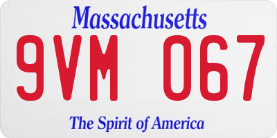 MA license plate 9VM067