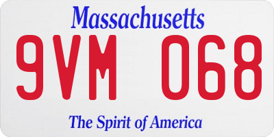 MA license plate 9VM068