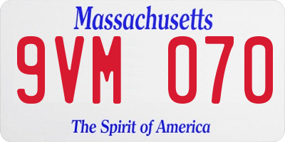 MA license plate 9VM070