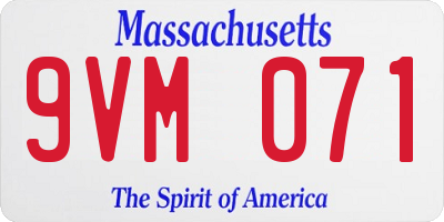 MA license plate 9VM071