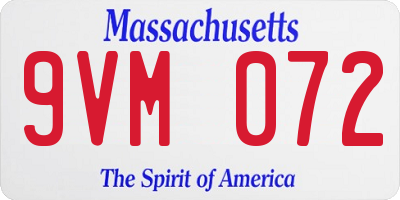 MA license plate 9VM072