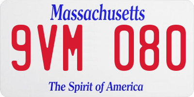 MA license plate 9VM080