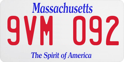 MA license plate 9VM092