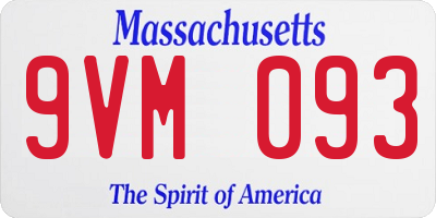 MA license plate 9VM093
