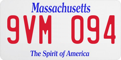 MA license plate 9VM094