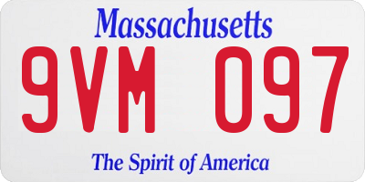 MA license plate 9VM097