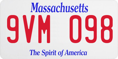 MA license plate 9VM098