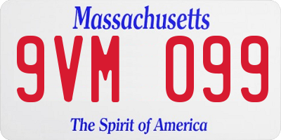 MA license plate 9VM099