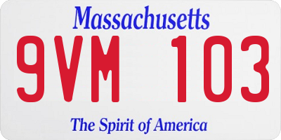 MA license plate 9VM103