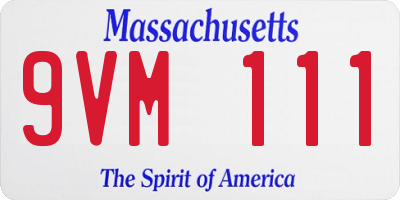 MA license plate 9VM111