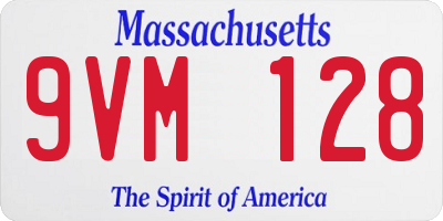 MA license plate 9VM128